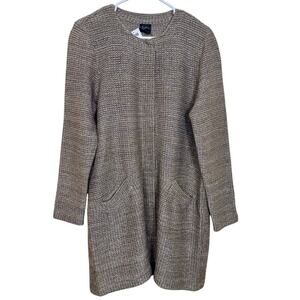 Chico’s Lurex Sweater Jacket Gold Open Front Long Sleeve Pockets NWT 2 / LRG